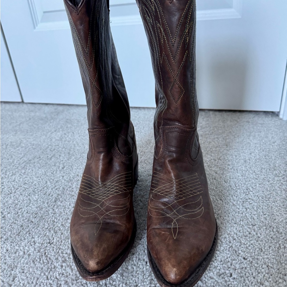 Frye Brown Leather Cowboy Boots